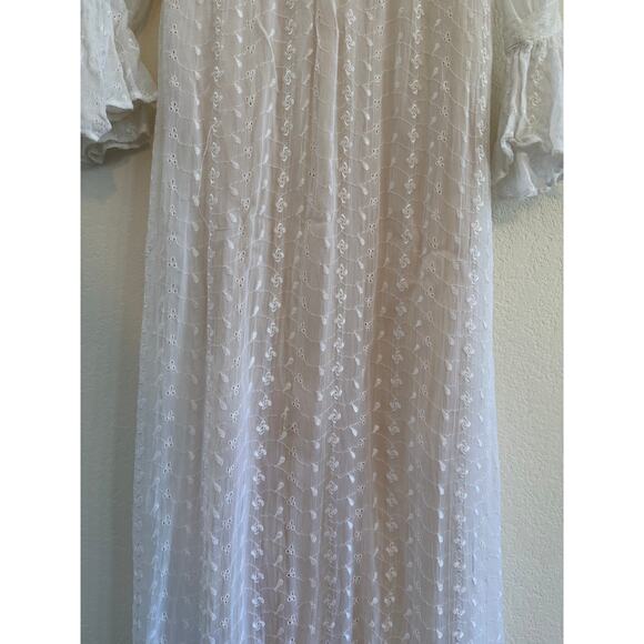 Boston Proper Lace Eyelet Maxi Dress Womens Sz 4 Cottagecore Fairy Whimsy White - Picture 9 of 15
